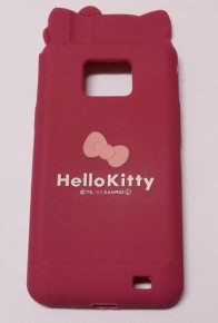 Силиконов гръб ТПУ 3D Hello Kitty за Samsung Galaxy S2 I9100 / S2 Plus I9105 тъмно розов